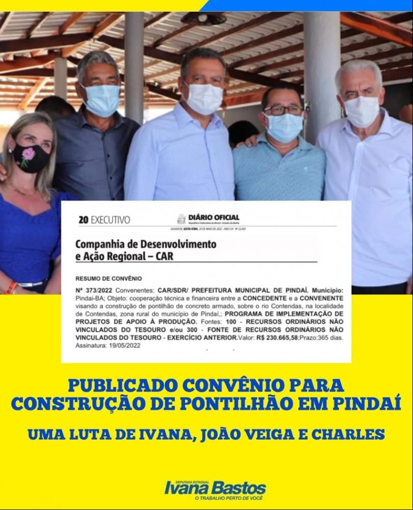 Ivana e João Veiga asseguram construção de pontilhão em rio em Pindaí 
