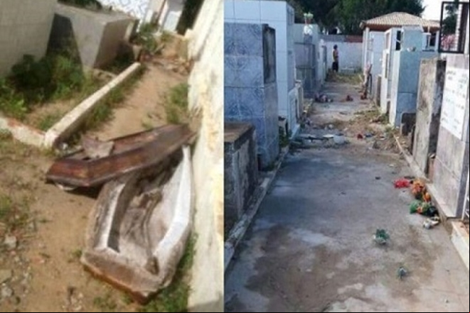 Caixão é violado e cadáver é levado de cemitério na Bahia