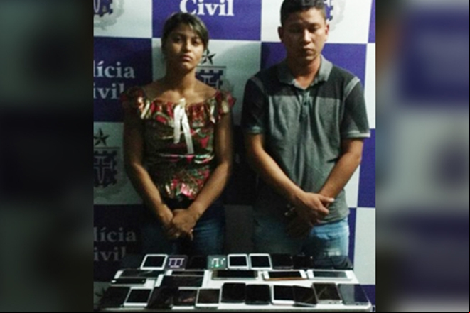 Casal que veio do Maranhão só para roubar em festa da Bahia é preso com 29 celulares